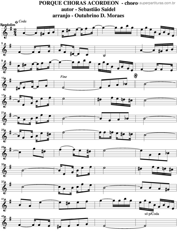 Partitura da música Porque Choras Acordeon