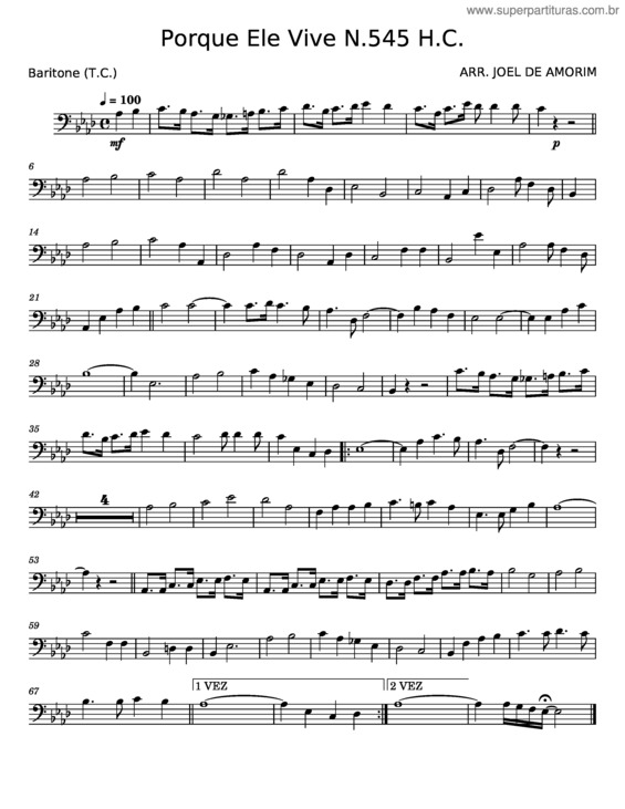 Partitura da música Porque Ele Vive – André Valadão