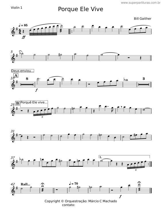 Partitura da música Porquê Ele Vive – Bill & Gloria Gaither