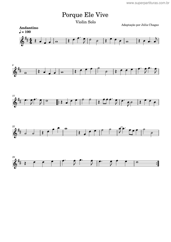 Partitura da música Porque Ele Vive – Harpa Cristã