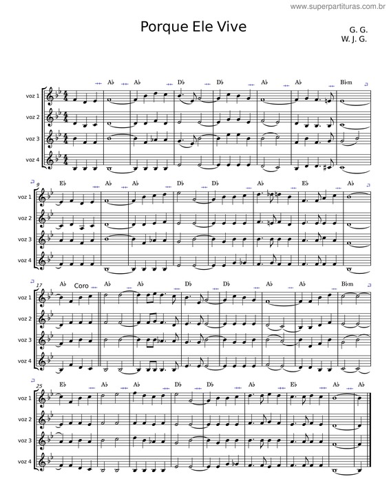 Partitura da música Porque Ele Vive – Hombres G v.2