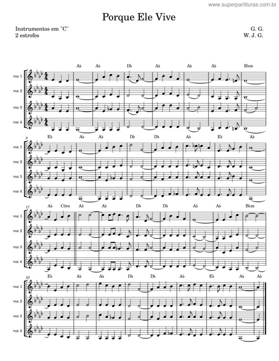 Partitura da música Porque Ele Vive – Hombres G