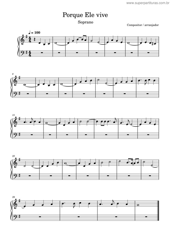 Partitura da música Porque Ele Vive – Soprano – Sol