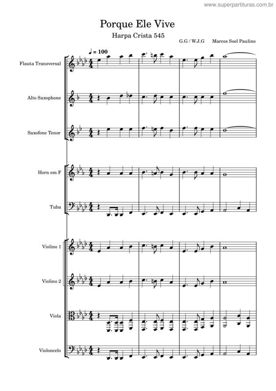 Partitura da música Porque Ele Vive  1
