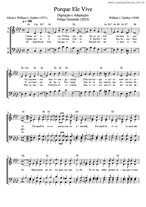 Partitura da música Porque Ele Vive v.16
