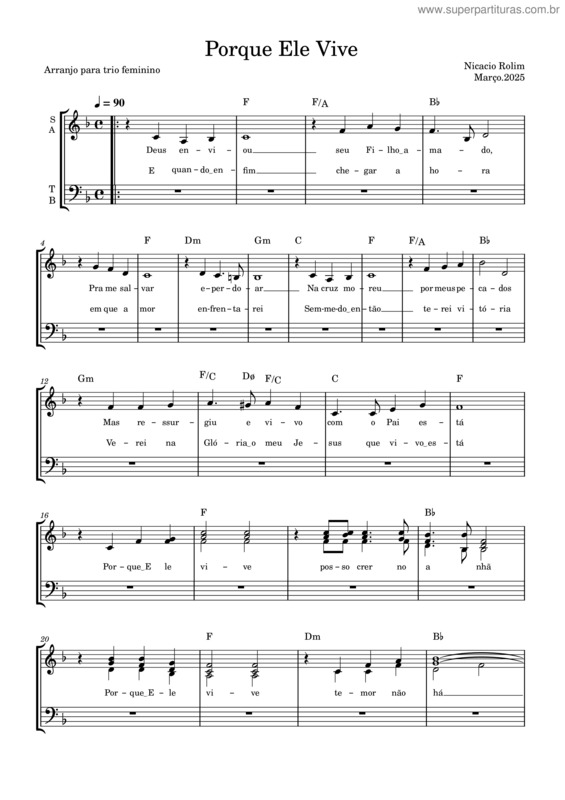 Partitura da música Porque Ele Vive v.22