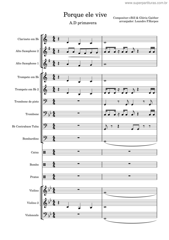 Partitura da música Porque Ele Vive v.24