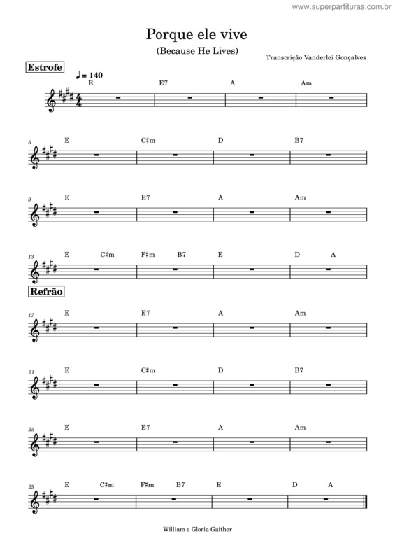 Partitura da música Porque Ele Vive v.28