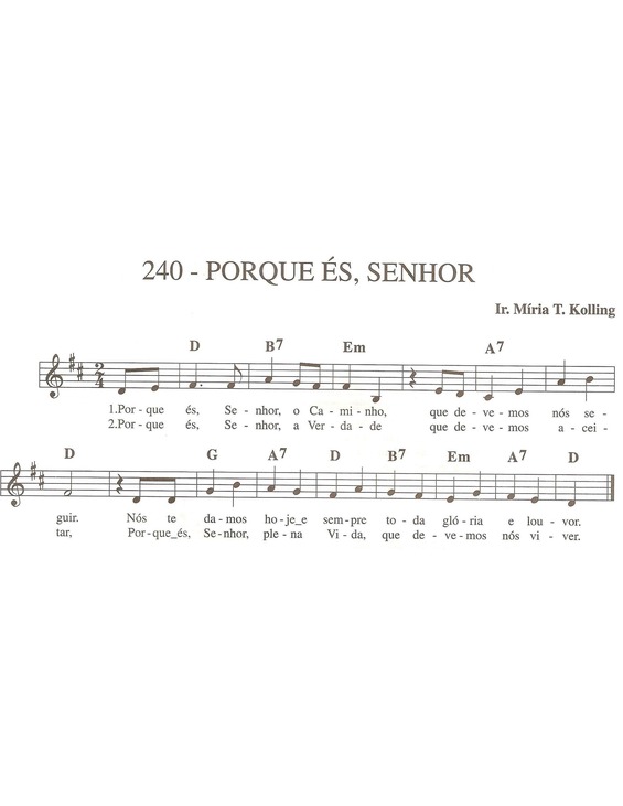 Partitura da música Porque és Senhor