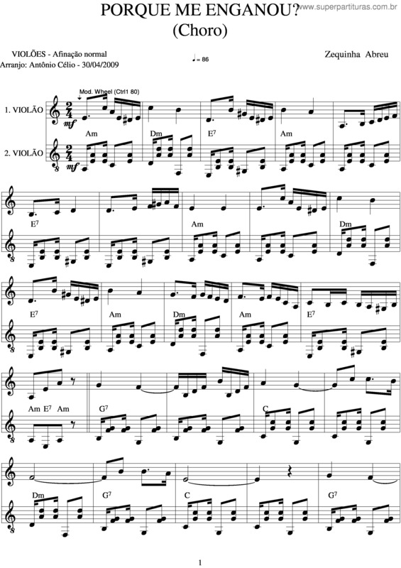 Partitura da música Porque Me Enganou