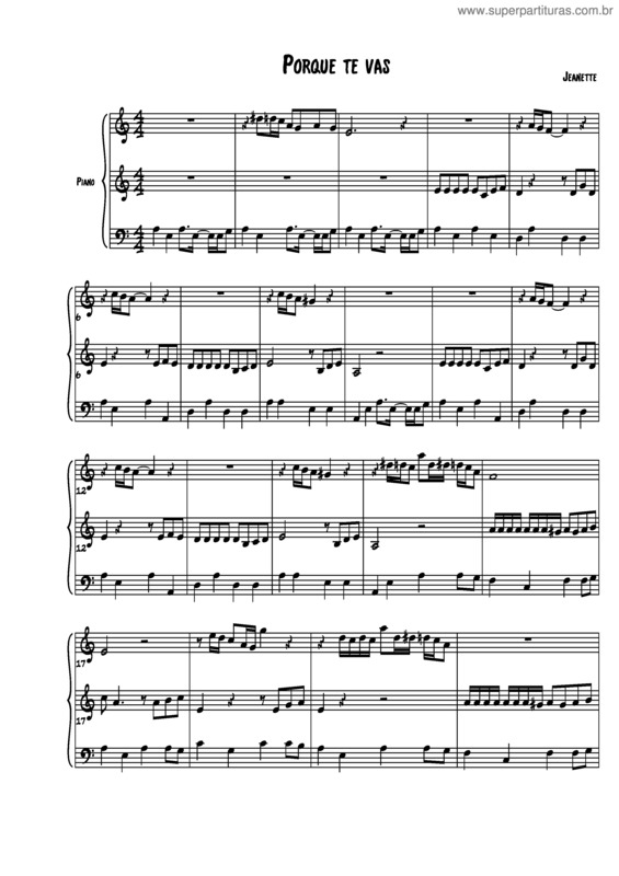 Partitura da música Porque Te Vas