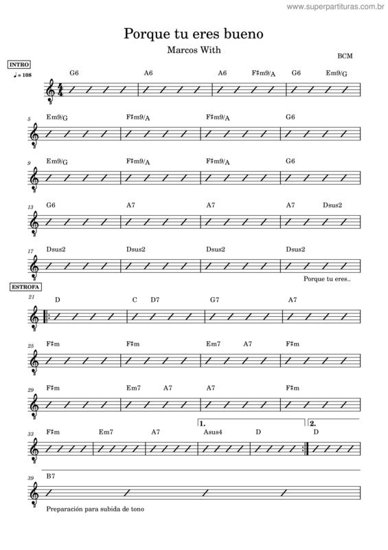 Partitura da música Porque Tu Eres Bueno–Marcos With
