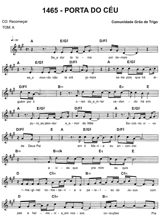 Partitura da música Porta Do Céu