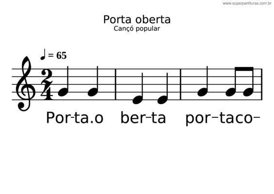 Partitura da música Porta Oberta Cançó Popular Negre