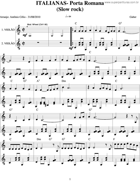 Partitura da música Porta Romana