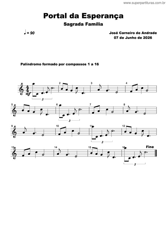 Partitura da música Portal Da Esperança