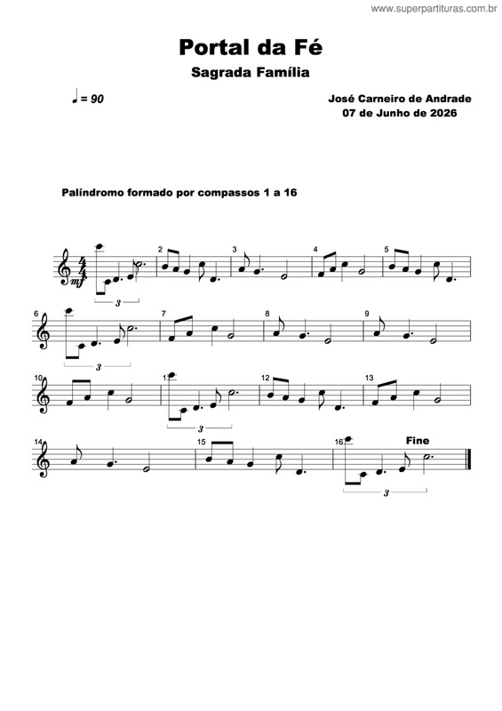 Partitura da música Portal Da Fé