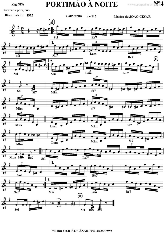 Partitura da música Portimão à Noite