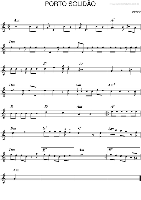 Partitura da música Porto Solidão