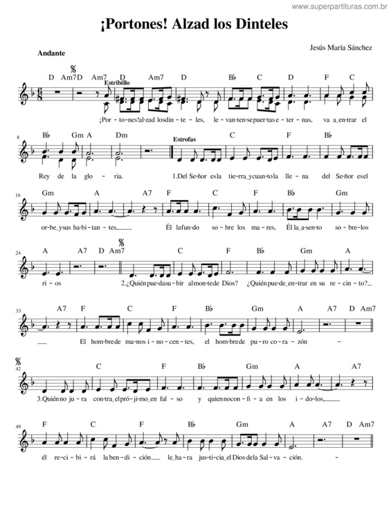 Partitura da música Portones! Alzad Los Dinteles  Jesus Maria Sanchez