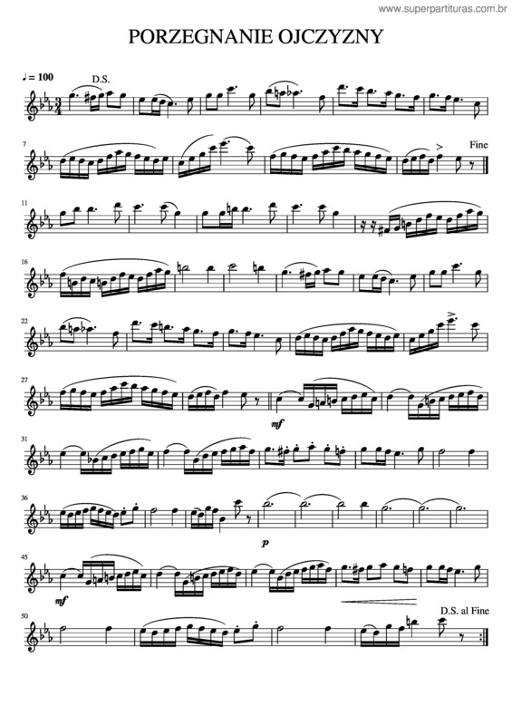 Partitura da música Porzegnanie Ojczyzny