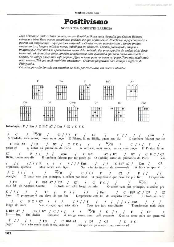 Partitura da música Positivismo