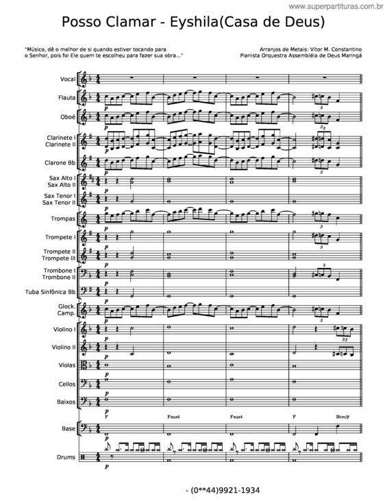 Partitura da música Posso Clamar – Misc Praise Songs