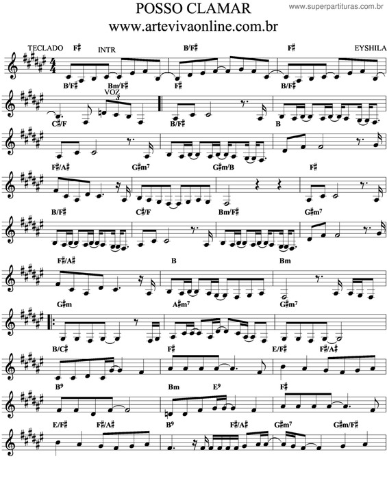 Partitura da música Posso Clamar v.3