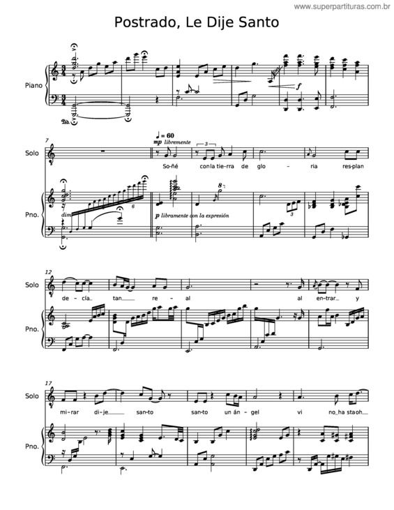 Partitura da música Postrado, Le Dije Santo