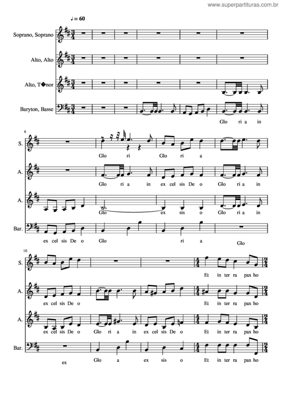 Partitura da música Poulenc Gloria