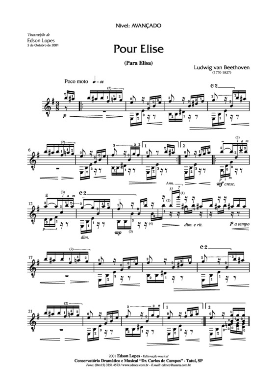 Partitura da música Pour Elise v.11