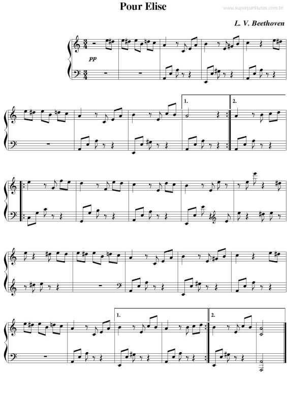 Partitura da música Pour Elise v.4