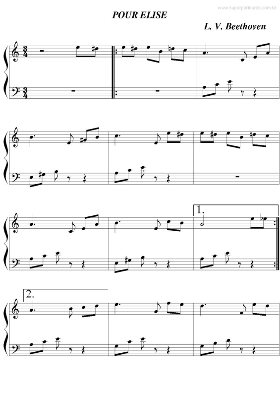 Partitura da música Pour Elise v.5