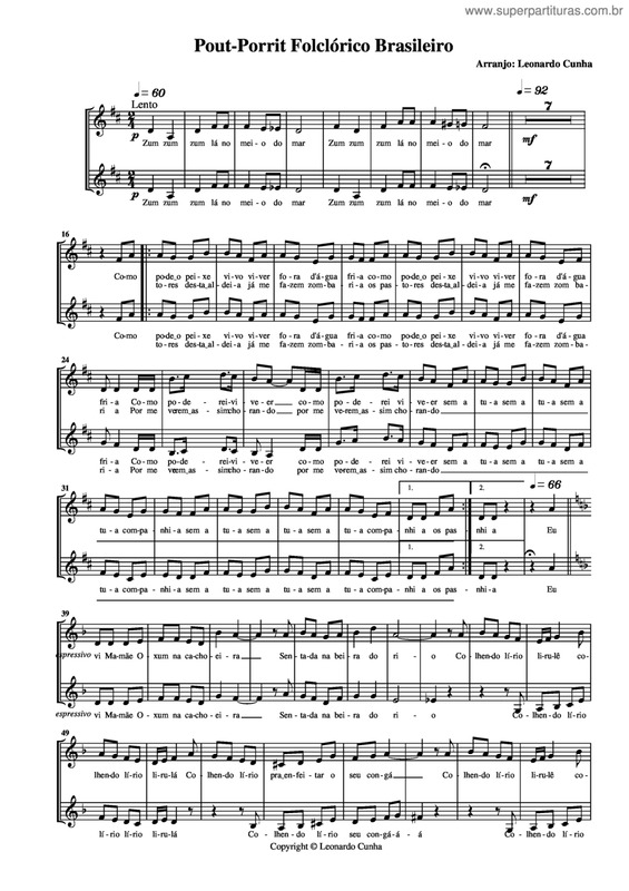 Partitura da música Pout-Porrit Folclórico Brasileiro v.4