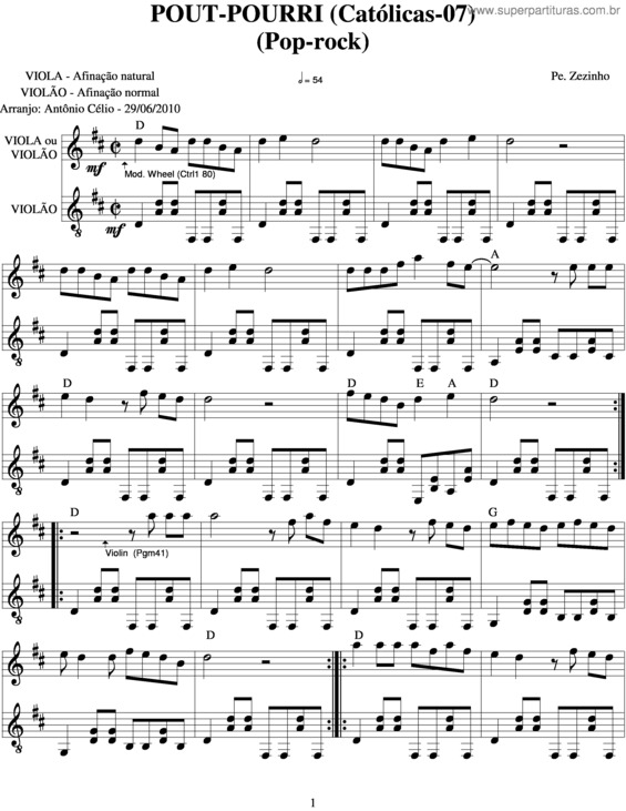 Partitura da música Pout Pourri v.10