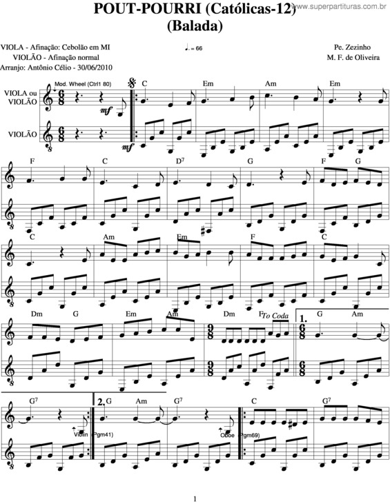 Partitura da música Pout Pourri v.15