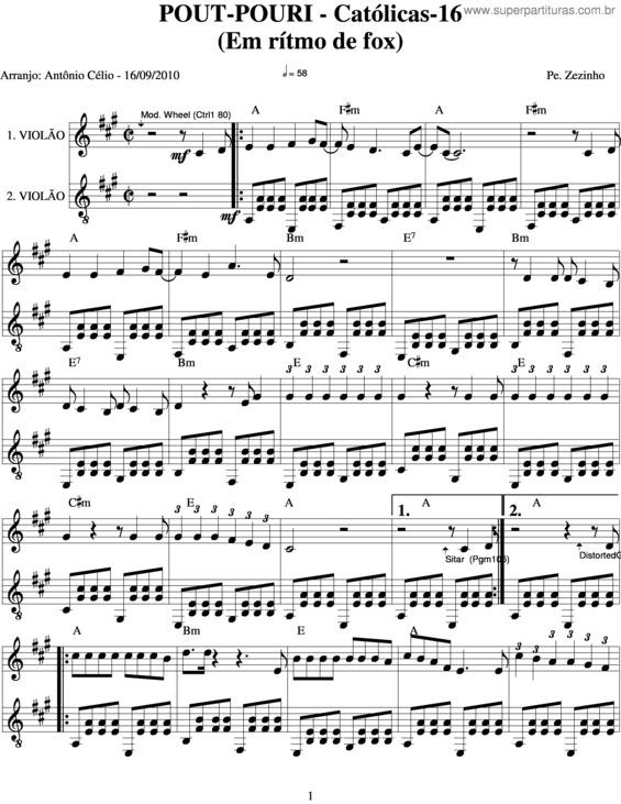 Partitura da música Pout Pourri v.19