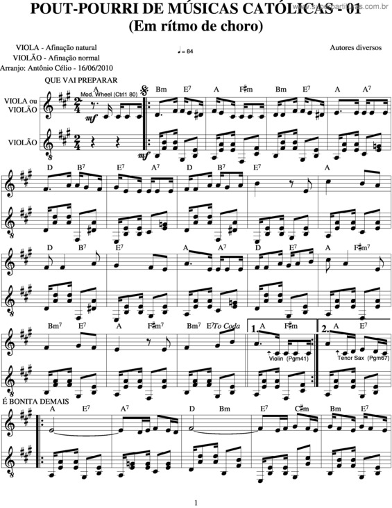 Partitura da música Pout Pourri v.4