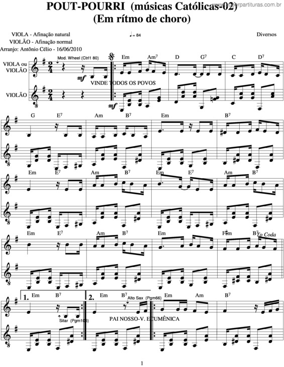 Partitura da música Pout Pourri v.5