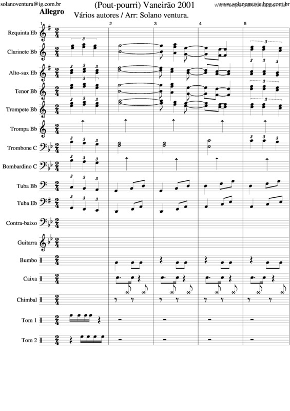 Partitura da música Pout Pourri