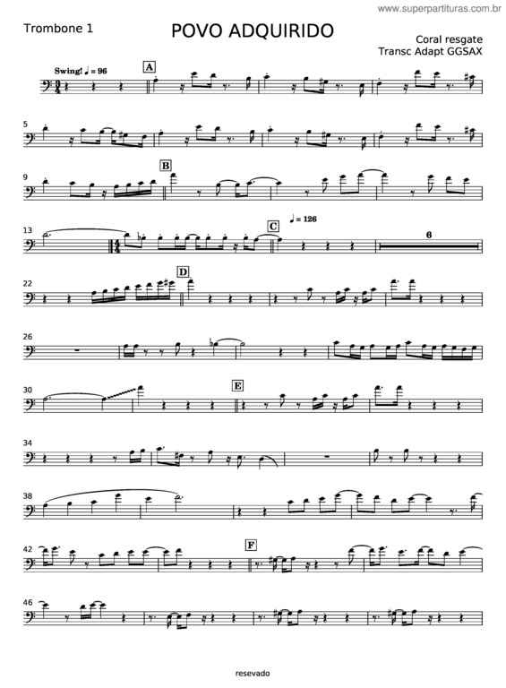 Partitura da música Povo Adquirido – Coral Resgate Para A Vida v.2