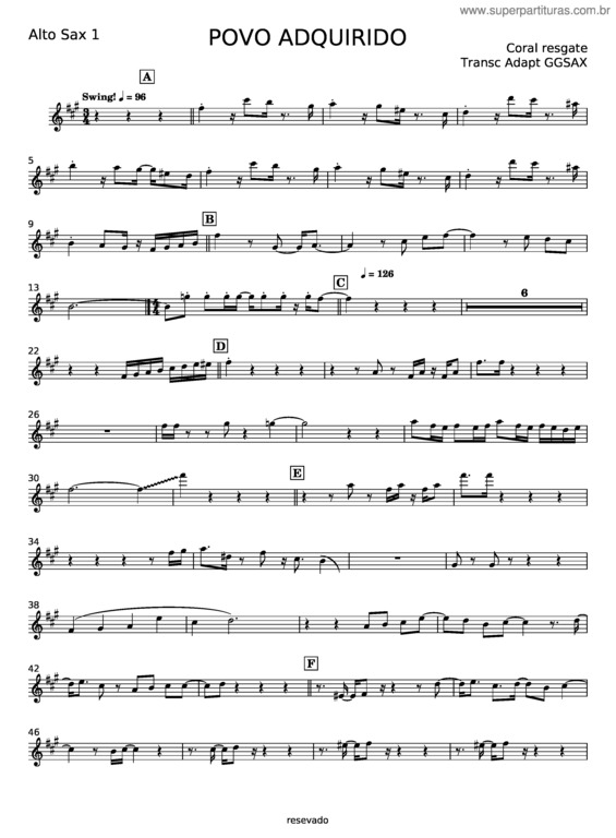 Partitura da música Povo Adquirido – Coral Resgate Para A Vida v.4