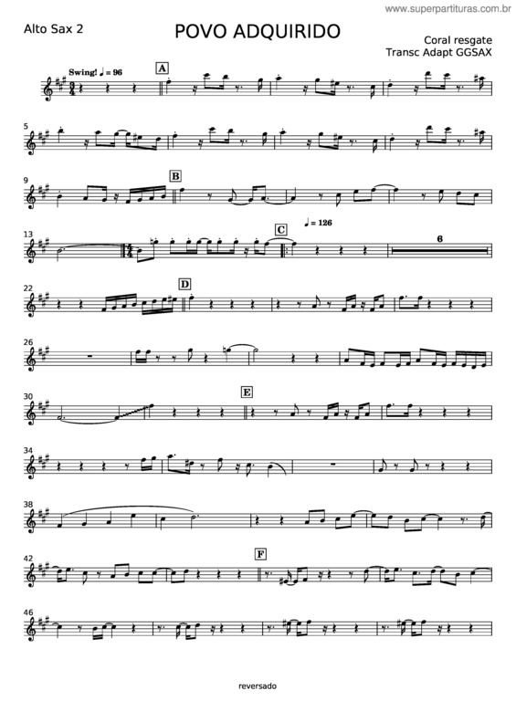 Partitura da música Povo Adquirido – Coral Resgate Para A Vida