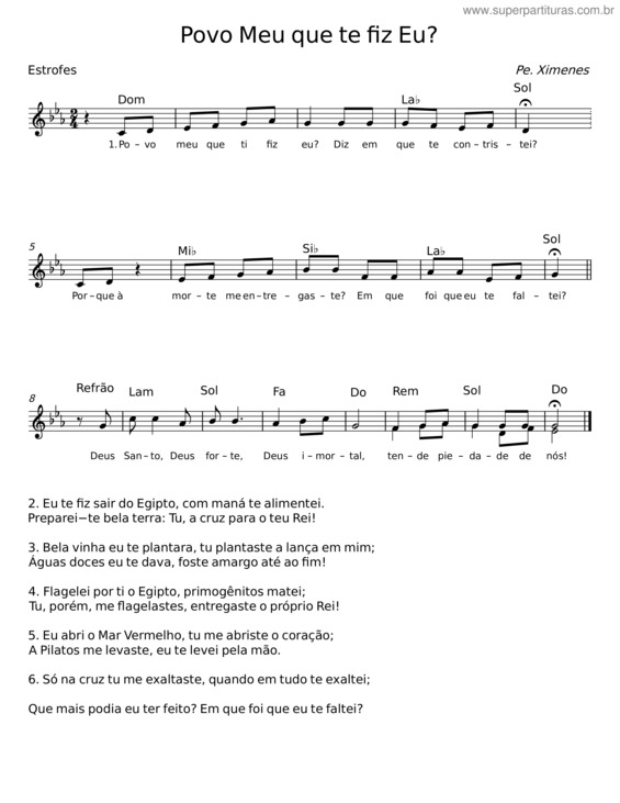 Partitura da música Povo Meu Que Te Fiz Eu – Pe. J. Ximenes
