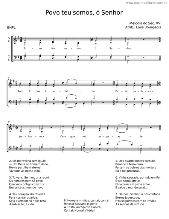 Partitura da música Povo Teu Somos, Ó Senhor