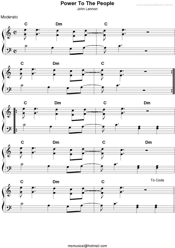 Partitura da música Power To The People