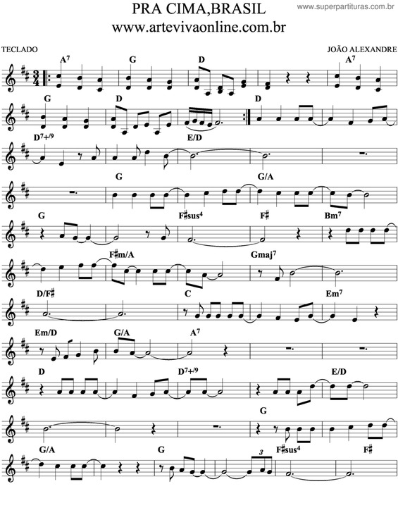 Partitura da música Pra Cima Brasil