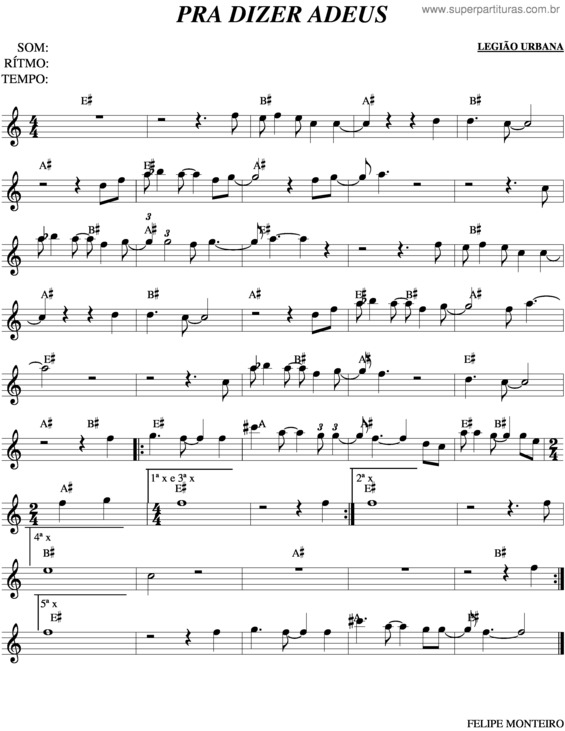 Partitura da música Pra Dizer Adeus v.5