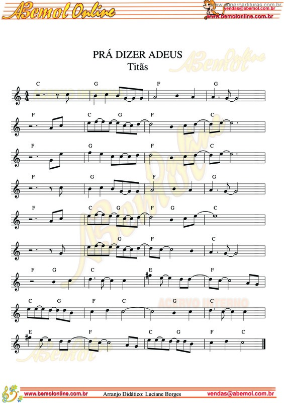Partitura da música Prá Dizer Adeus v.8