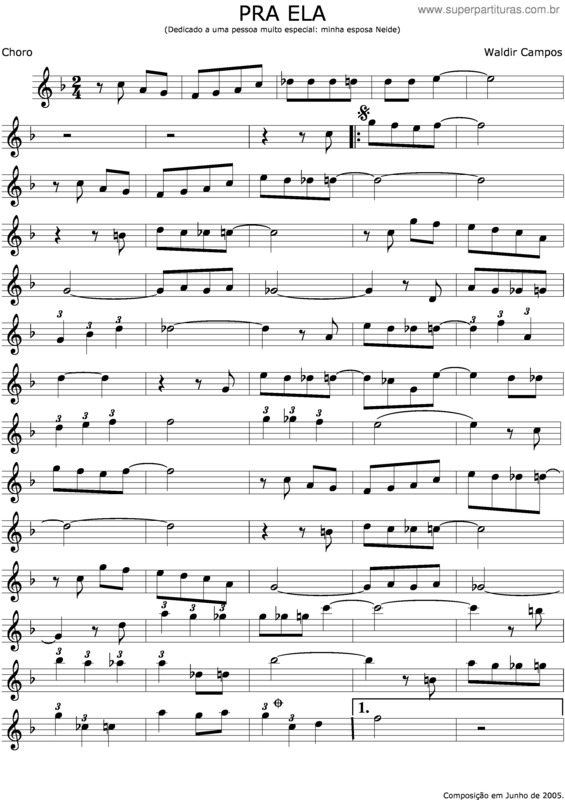 Partitura da música Prá Ela